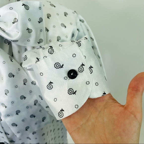 Vintage 70s 80s Handmade Mod Novelty Print Pussy-Bow Button Front Blouse Medium - Picture 5 of 9